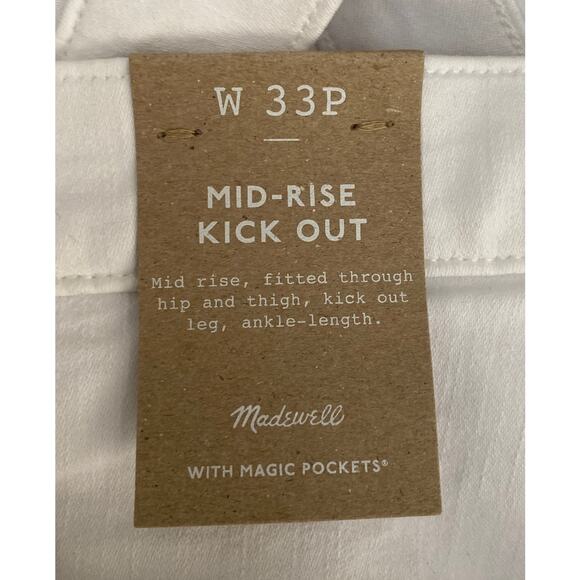 NWT Madewell Mid-Rise Kick Out White Denim Jean Size 33P Stretch Comfort Casual - Picture 8 of 9